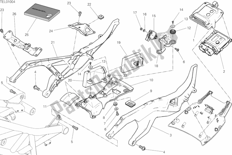 Alle onderdelen voor de Achterframe Comp. Van de Ducati Diavel Xdiavel Thailand 1260 2019